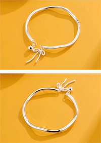 Thumbnail for Handmade Silver Ribbon Bangle Bracelet - ArtGalleryZen