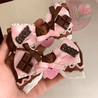 Thumbnail for Handmade Strawberry Chocolate Ribbon Bowknot Hair Clip - ArtGalleryZen