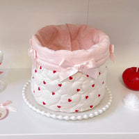 Thumbnail for Handmade Sweet Bowknot Heart Round Fabric Storage Basket - ArtGalleryZen
