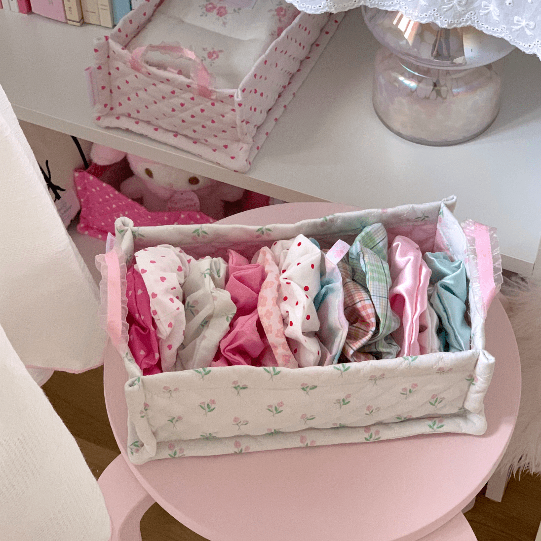Handmade Sweet Heart Tulip Fabric Storage Basket - ArtGalleryZen