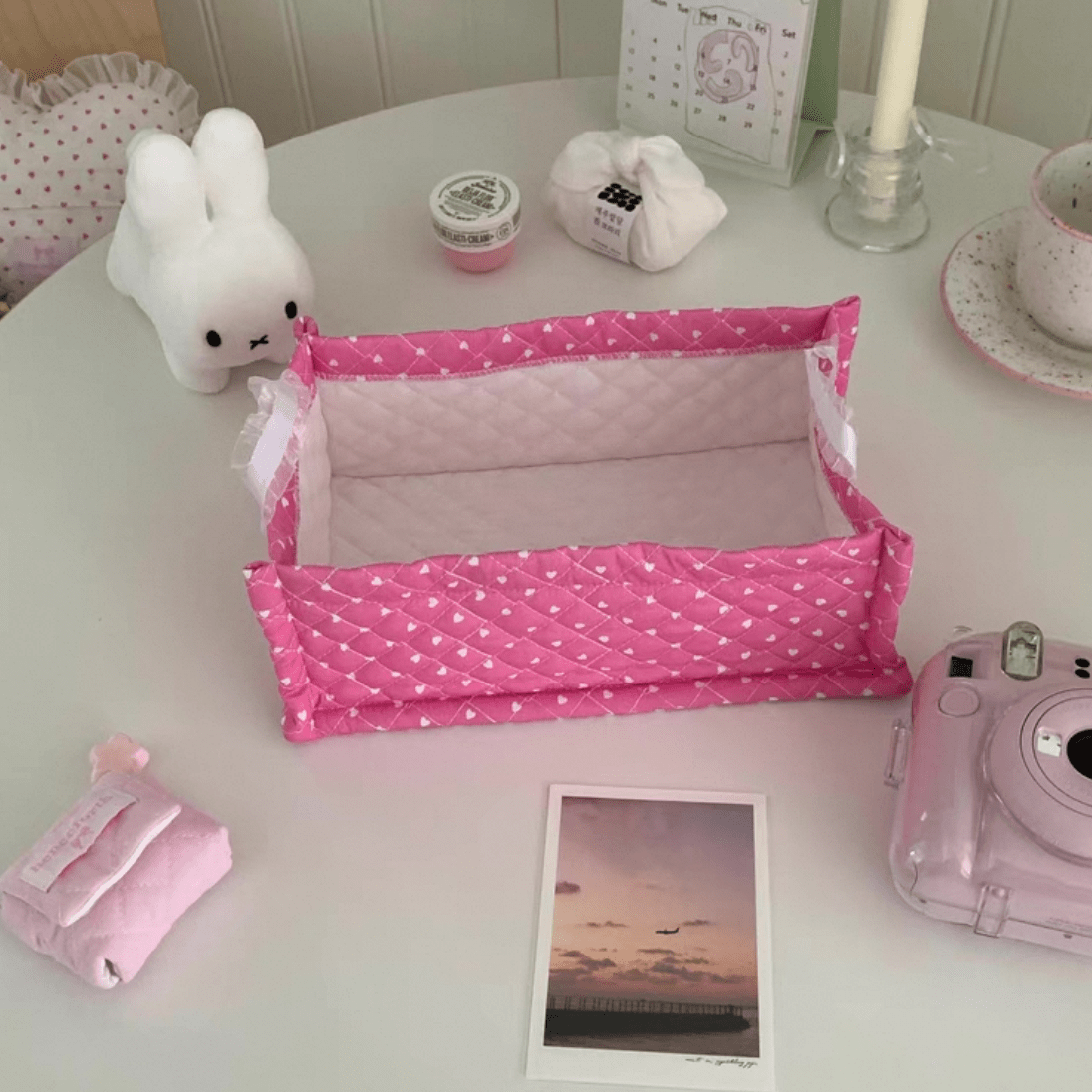 Handmade Sweet Heart Tulip Fabric Storage Basket - ArtGalleryZen