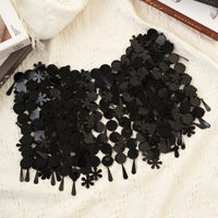 Thumbnail for Handmade White Black Sequins Tassel Patchwork Strappy Nightclub Party Mini Skirt - ArtGalleryZen