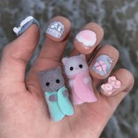Thumbnail for Handmade Y2K Doro Cat Clover 3D Press on Nails Short False Nail - ArtGalleryZen
