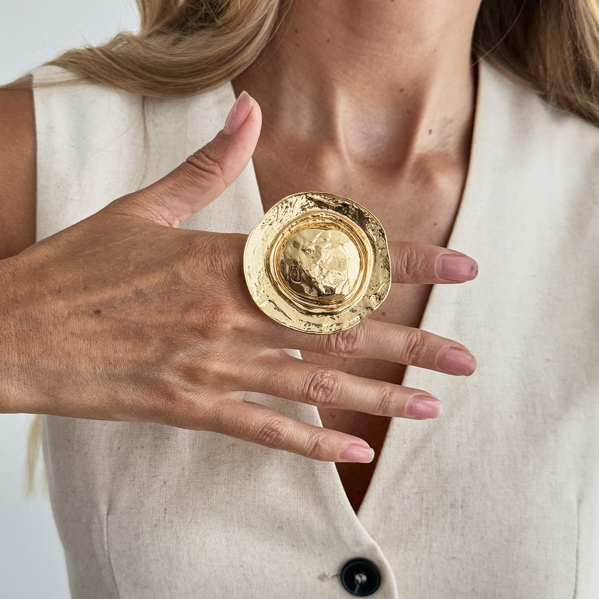 Hat Shaped Ring - Gold Silver Tone Statement Jewelry for Women - ArtGalleryZen