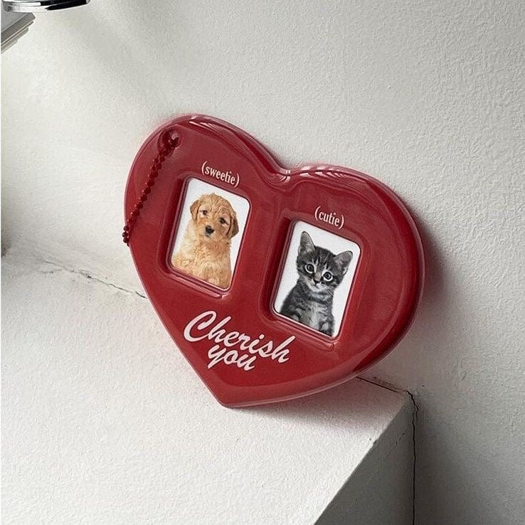 Heart Couples Keychain Kpop Photocard Holder - ArtGalleryZen