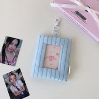 Thumbnail for Heart Stripe Fabric Photocard Holder Keychain Kpop Card Display Bag - ArtGalleryZen