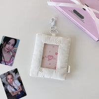 Thumbnail for Heart Stripe Fabric Photocard Holder Keychain Kpop Card Display Bag - ArtGalleryZen