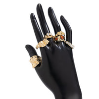 Thumbnail for Hip Hop 7pcs Crystal Inlaid Pleated Open Ring Set - ArtGalleryZen