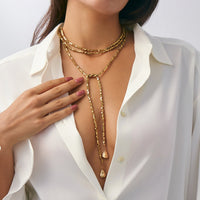 Thumbnail for Hip - hop Style Square Beaded Long Chain Necklace - ArtGalleryZen