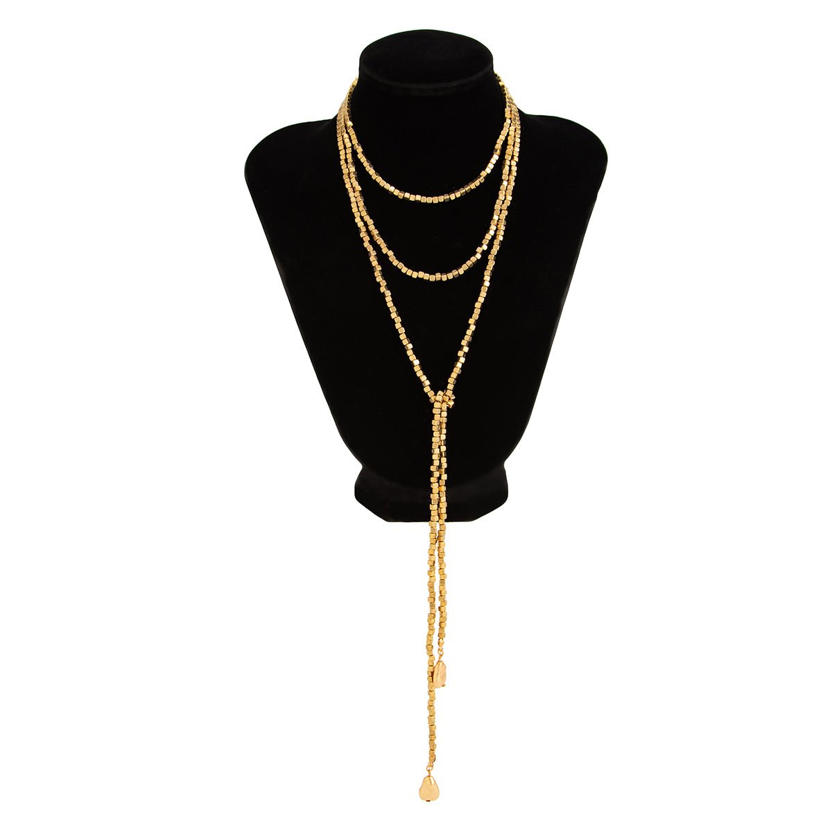 Hip - hop Style Square Beaded Long Chain Necklace - ArtGalleryZen