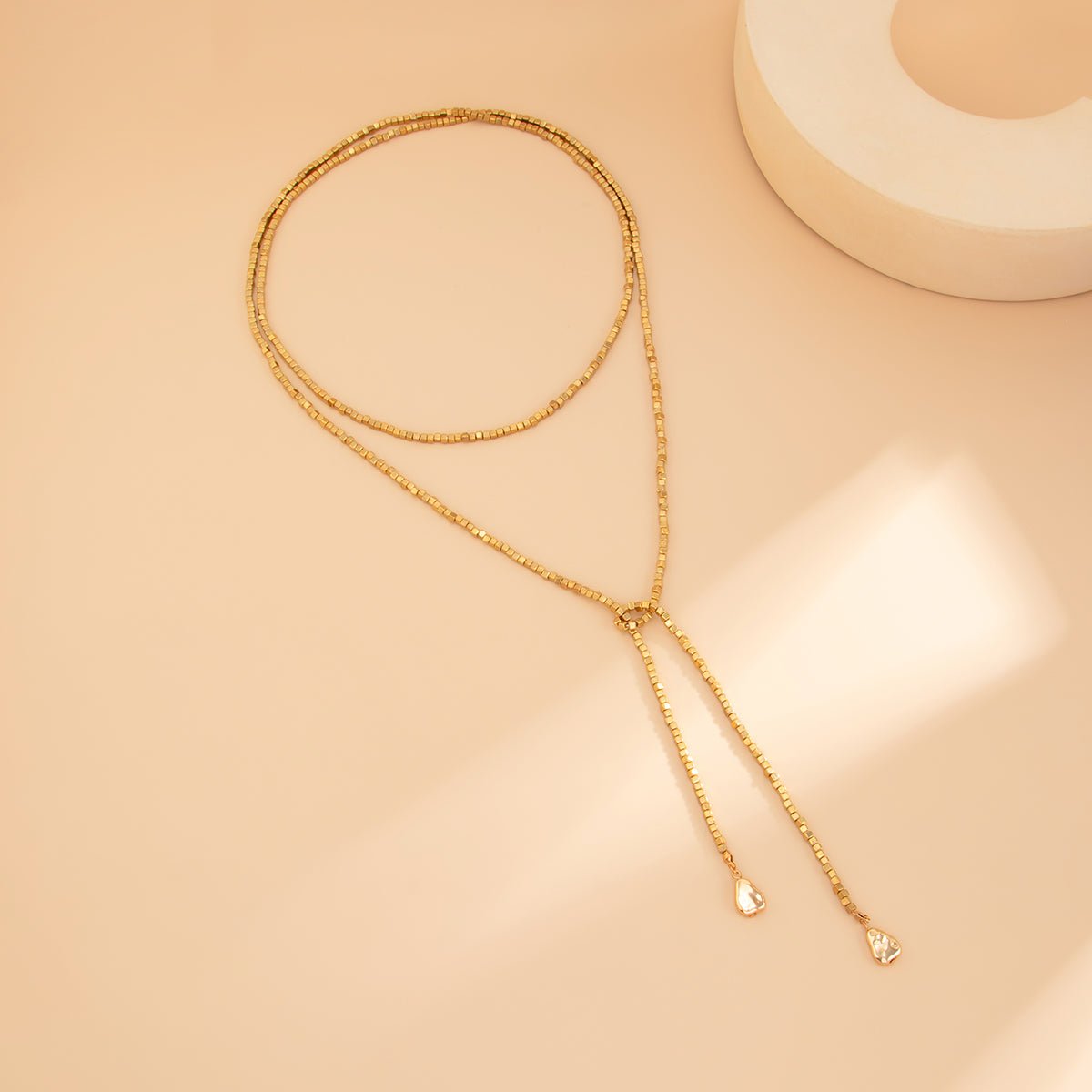 Hip - hop Style Square Beaded Long Chain Necklace - ArtGalleryZen