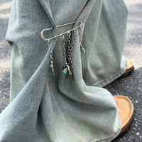 Thumbnail for Hip Hop Turquoise Cowboy Hat Boot Cross Tassel Trouser Pin - ArtGalleryZen