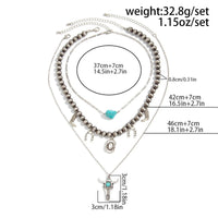 Thumbnail for Hippie 3pcs Bull Cowboy Hat Turquoise Pendant Ball Chain Necklace Set - ArtGalleryZen