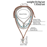Thumbnail for Hippie Toggle Clasp Bull Flower Pendant Turquoise Chain Velvet Necklace Set - ArtGalleryZen