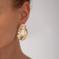Thumbnail for Irregular Gold Silver Plated Chunky Hoop Stud Earrings - ArtGalleryZen