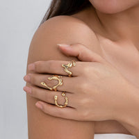 Thumbnail for Irregular Gold Silver Plated Flow Waterdrop Ring Set - ArtGalleryZen