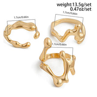 Thumbnail for Irregular Gold Silver Plated Flow Waterdrop Ring Set - ArtGalleryZen