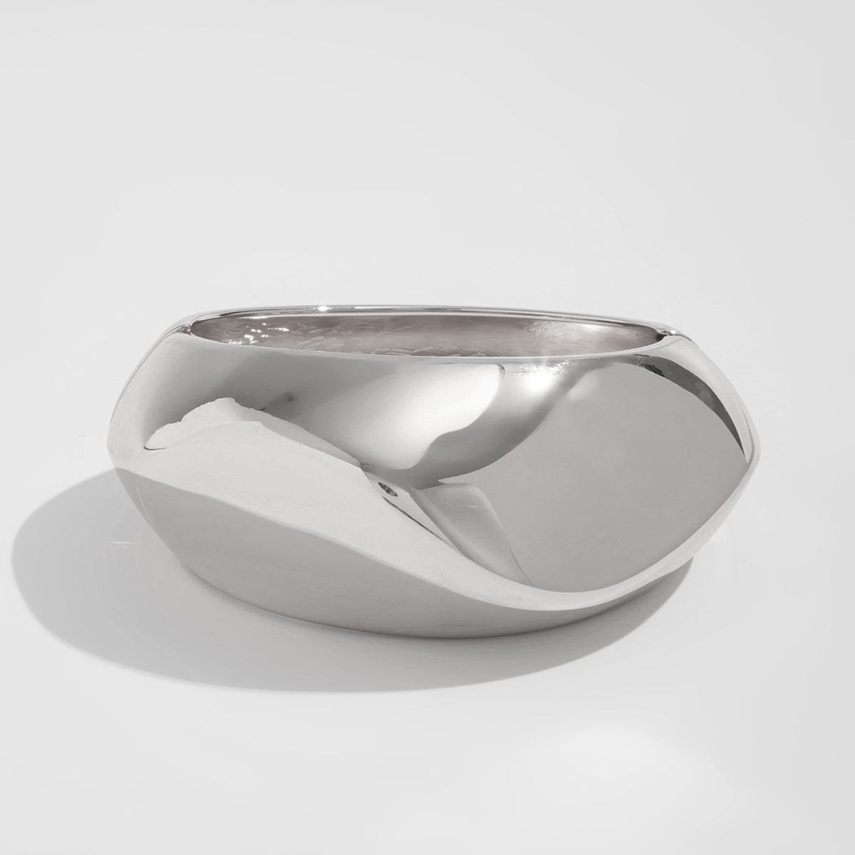 Irregular Gold Silver Plated Glossy Wide Cuff Bangle Bracelet - ArtGalleryZen