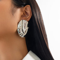 Thumbnail for Irregular Pleated Oval Stud Earrings - ArtGalleryZen
