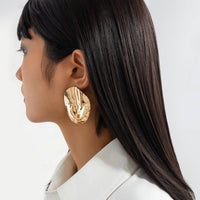 Thumbnail for Irregular Pleated Oval Stud Earrings - ArtGalleryZen