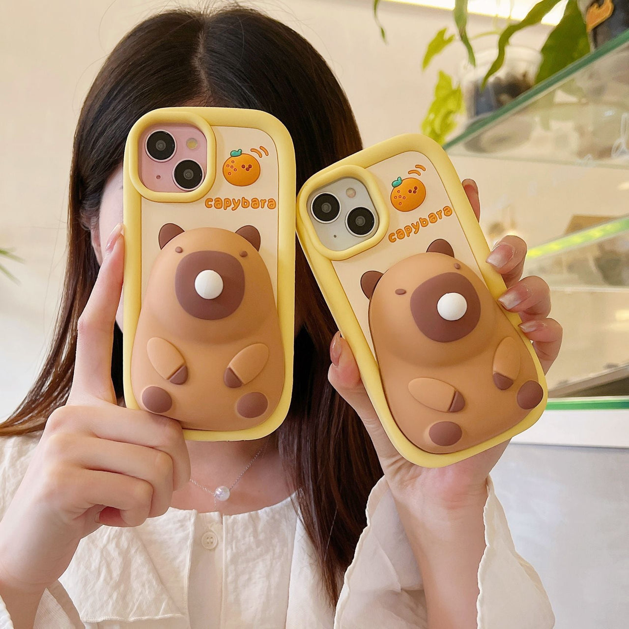 Kawaii 3D Capybara Blowing Bubbles iPhone Case - ArtGalleryZen