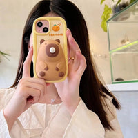 Thumbnail for Kawaii 3D Capybara Blowing Bubbles iPhone Case - ArtGalleryZen