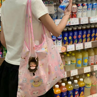 Thumbnail for Kawaii Angel Kitten Bear Portable Folding Shoulder Bag - ArtGalleryZen