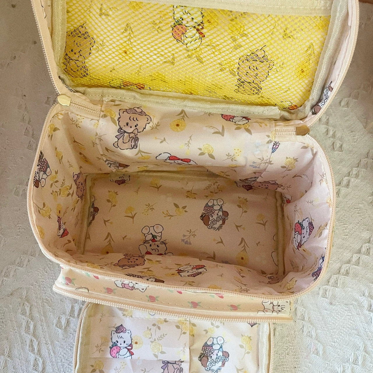 Kawaii Anime Mikko Leather Multi-Layer Makeup Bag Portable Travel Large Capacity Storage Bag - ArtGalleryZen