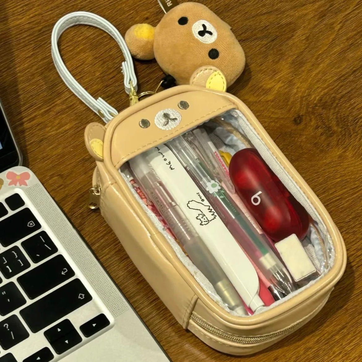 Kawaii Bear Doll Clear Display Keychain Bag - Cute Photocard Holder - ArtGalleryZen