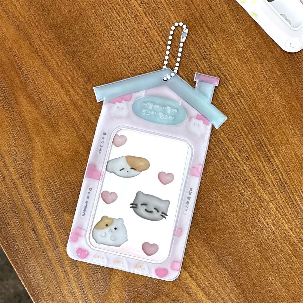 Kawaii Bear House Photocard Holder Keychain Kpop Card Display Bag - ArtGalleryZen