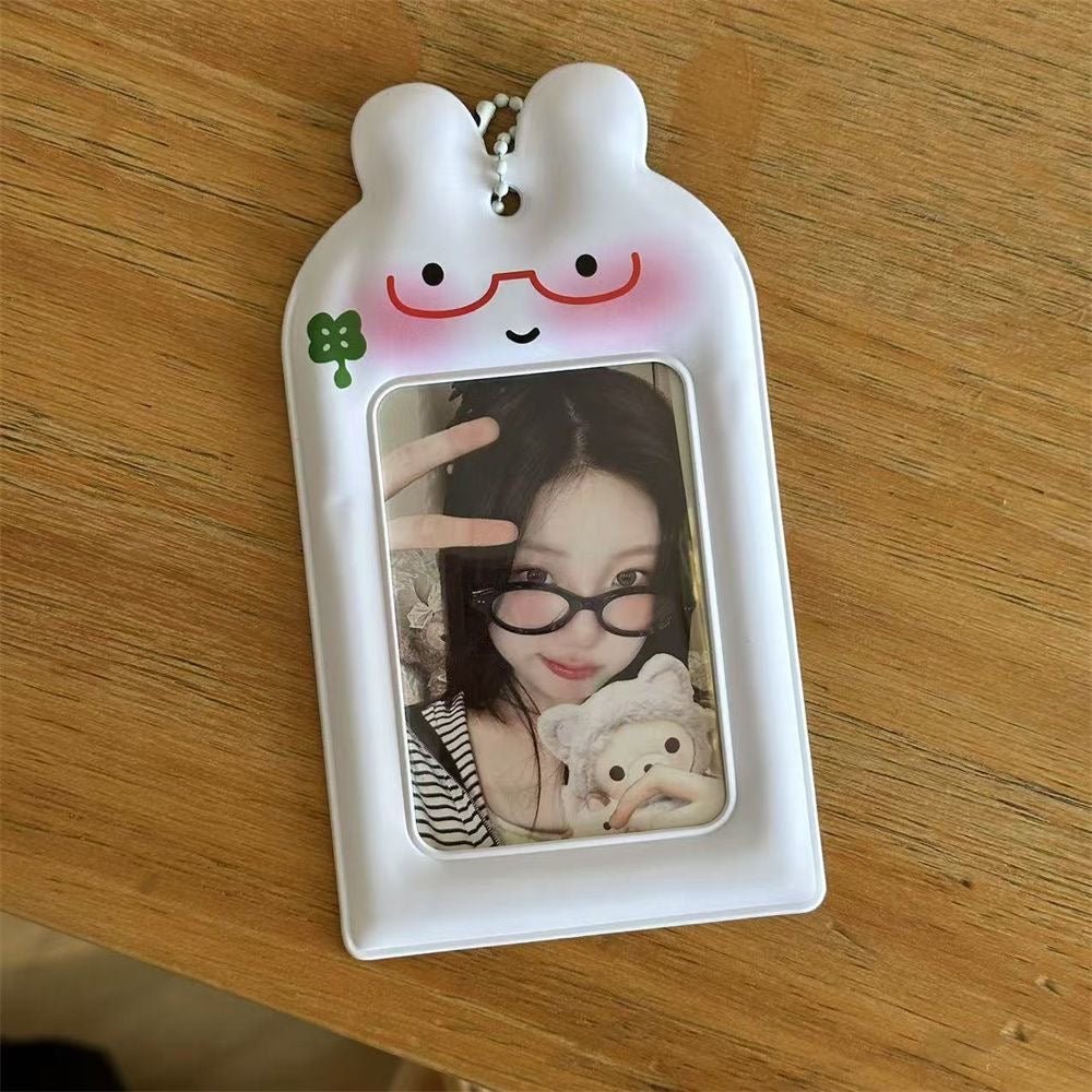 Kawaii Bunny Clover Photocard Holder Keychain PVC Card Display Bag - ArtGalleryZen