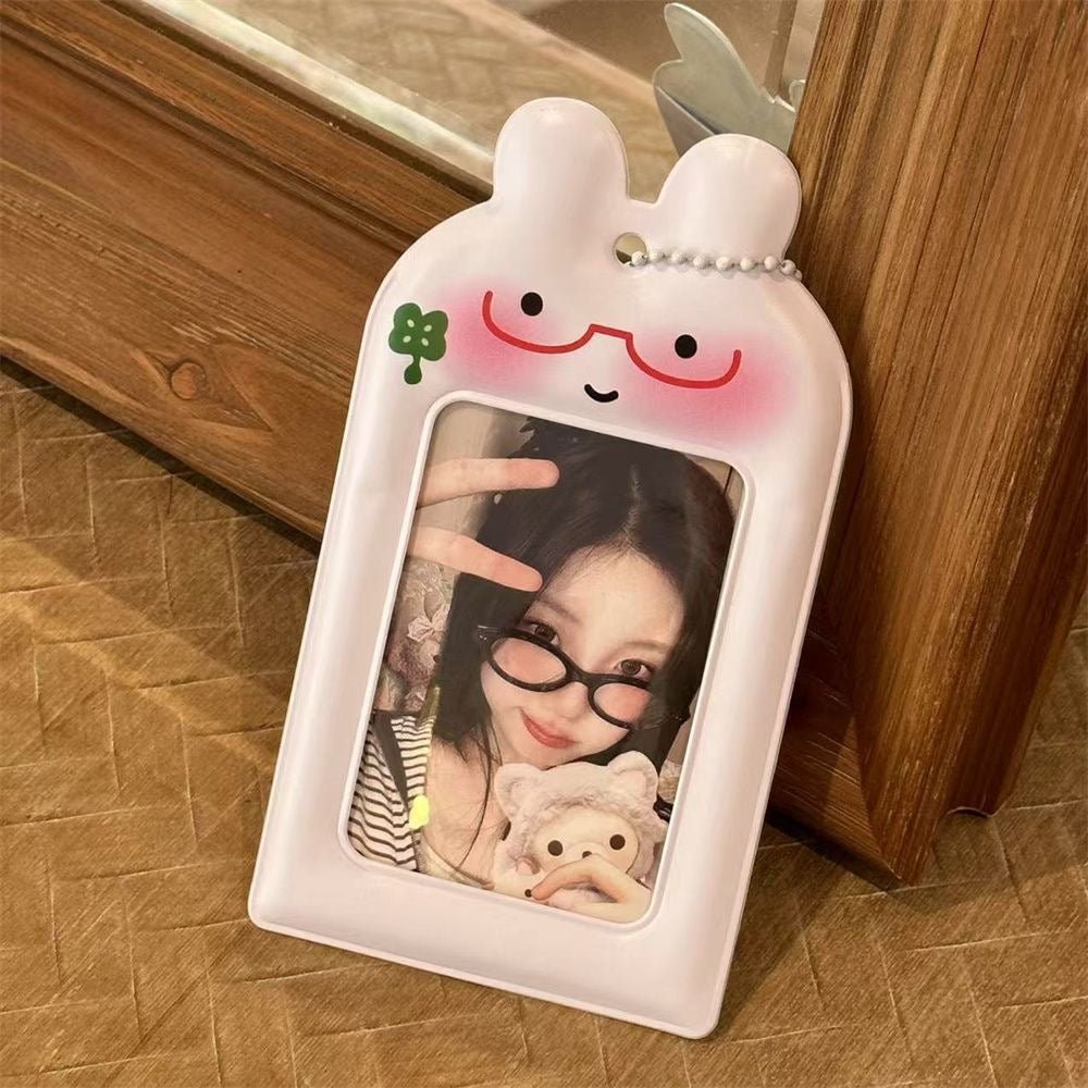 Kawaii Bunny Clover Photocard Holder Keychain PVC Card Display Bag - ArtGalleryZen