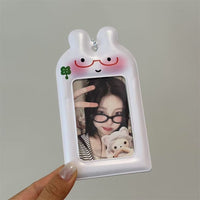 Thumbnail for Kawaii Bunny Clover Photocard Holder Keychain PVC Card Display Bag - ArtGalleryZen