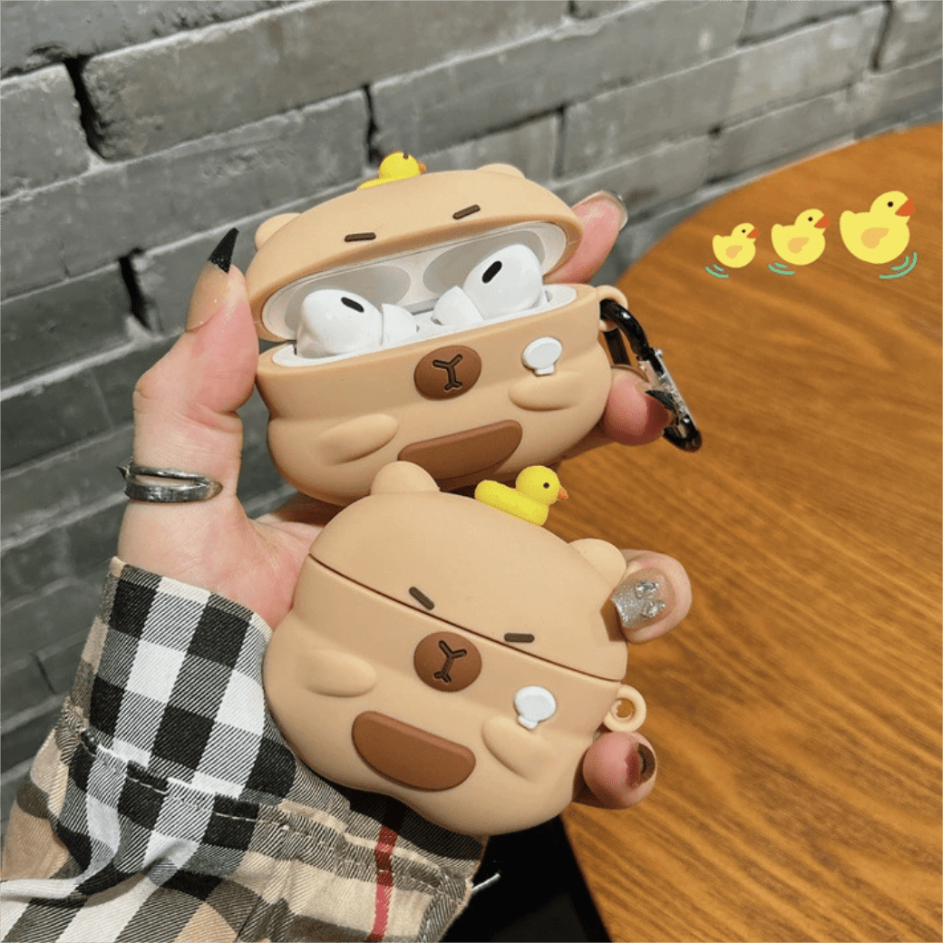 Kawaii Capybara Duck Silicone AirPods Earphone Case - ArtGalleryZen