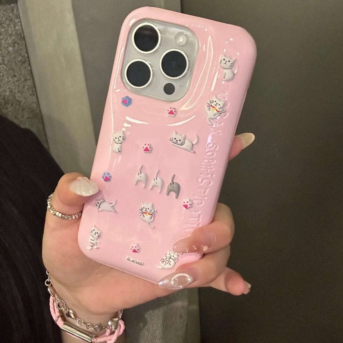 Kawaii Colorful Relief Kitten Sticker iPhone Case - ArtGalleryZen