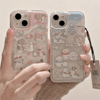 Thumbnail for Kawaii Floating Snow Kitten Puppy Sticker iPhone Case - ArtGalleryZen