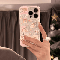 Thumbnail for Kawaii Floating Snow Kitten Puppy Sticker iPhone Case - ArtGalleryZen