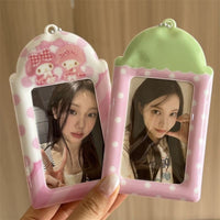 Thumbnail for Kawaii Pastel Photocard Holder Keychain - Cute Cartoon Style Card Display - ArtGalleryZen