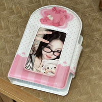 Thumbnail for Kawaii Pastel Pink Bunny Seal 3 Inch Mini Photocard Album Holder - ArtGalleryZen