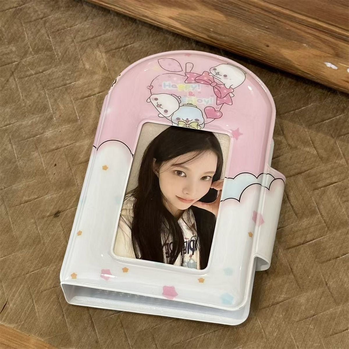 Kawaii Pastel Pink Bunny Seal 3 Inch Mini Photocard Album Holder - ArtGalleryZen
