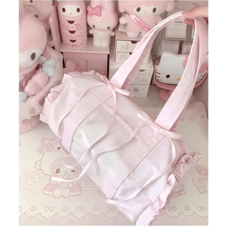 Kawaii Pink Polka Dot Display Bag | Photocard Holder Crossbody Bag - ArtGalleryZen