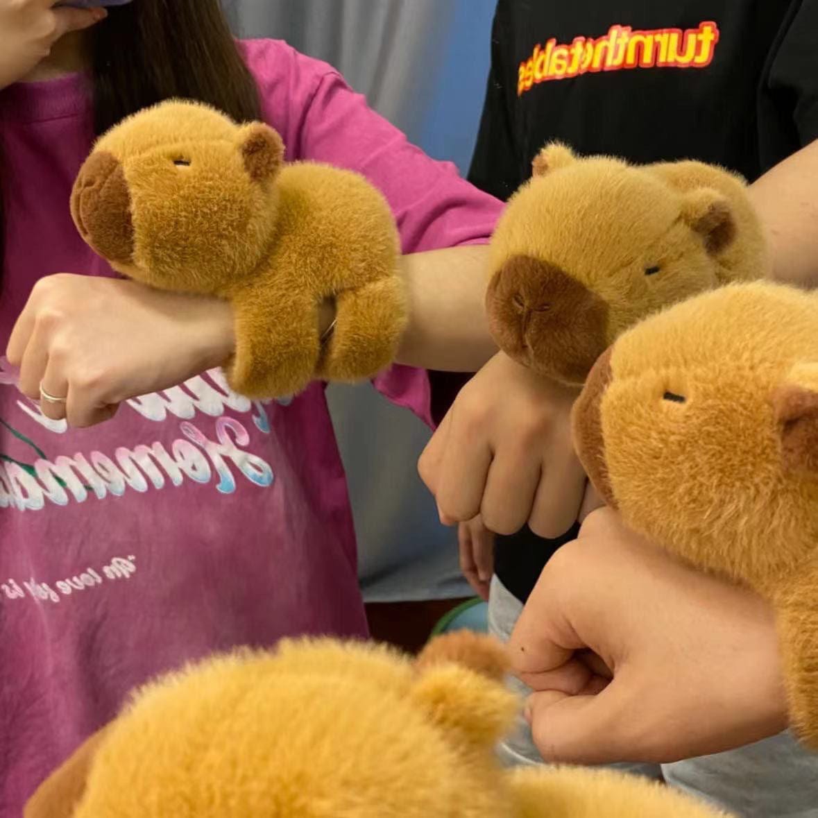 Kawaii Plush Capybara Pops Clap Ring Wristband - ArtGalleryZen
