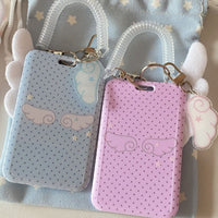 Thumbnail for Kawaii Polka Dot Angel Wing Resin Photocard Holder Keychain - ArtGalleryZen