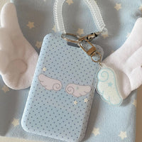 Thumbnail for Kawaii Polka Dot Angel Wing Resin Photocard Holder Keychain - ArtGalleryZen