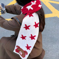 Thumbnail for Kawaii Rilakkuma Star Knit Winter Scarf - ArtGalleryZen