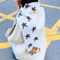 Thumbnail for Kawaii Rilakkuma Star Knit Winter Scarf - ArtGalleryZen