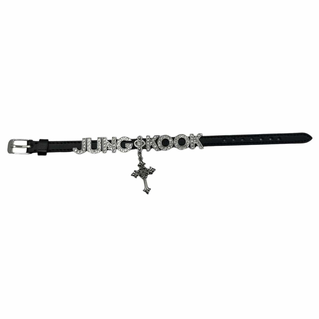 Kpop BTS Rhinestone Inlaid Letter PU Leather Collar Choker Necklace Bracelet - ArtGalleryZen