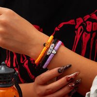 Thumbnail for Layered Halloween Pumpkin Ghost Charm Polymer Clay Letter Bracelet Set - ArtGalleryZen
