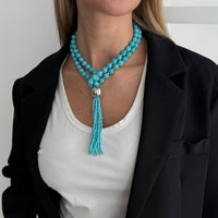 Thumbnail for Layered Seed Bead Ball Chain Tassel Y Necklace Choker for Women - ArtGalleryZen
