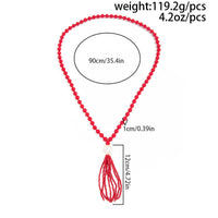 Thumbnail for Layered Seed Bead Ball Chain Tassel Y Necklace Choker for Women - ArtGalleryZen